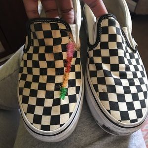 Slip in vans with colored sew on details